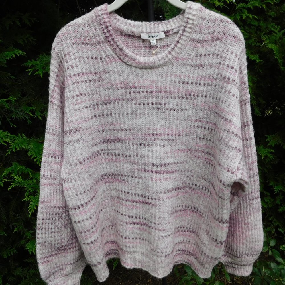 Splendid Space Dye Balloon-Sleeve Wool Blend Sweater NWT